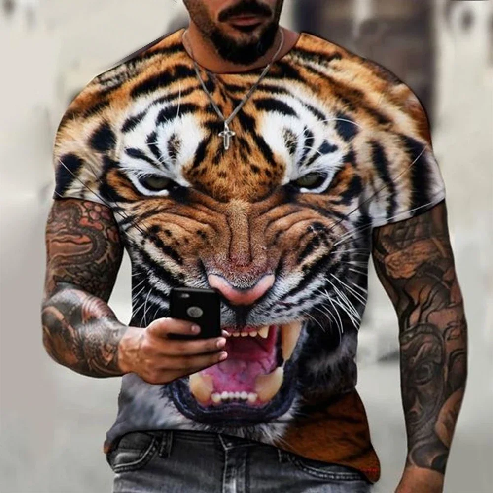 3D Printed Personalized Cool Casual Street Style T-shirt Summer Fashion Tiger/lion Domineering