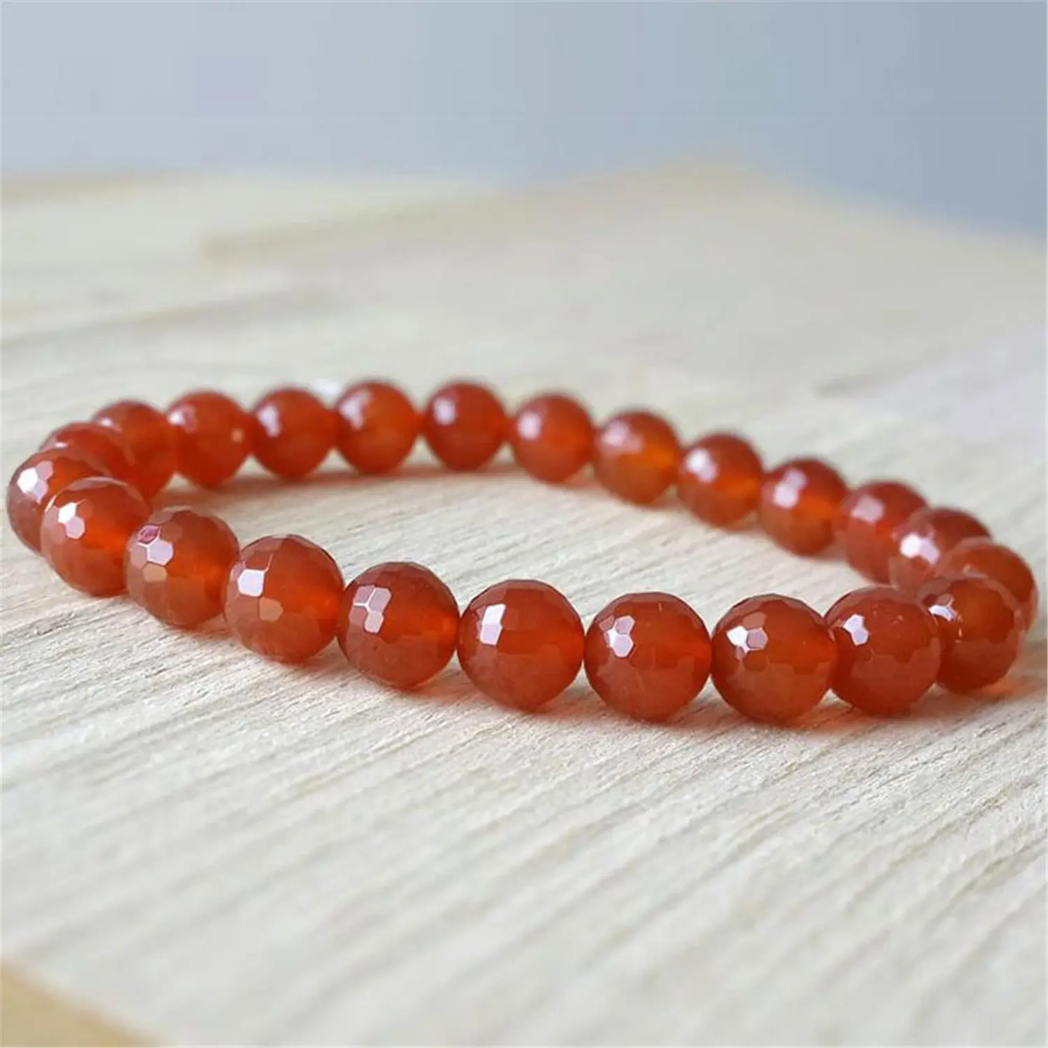 

8mm Red Agate Beads Bracelet 7.5inch Beaded Party Men Women Trendy Bohemian Unique Mala