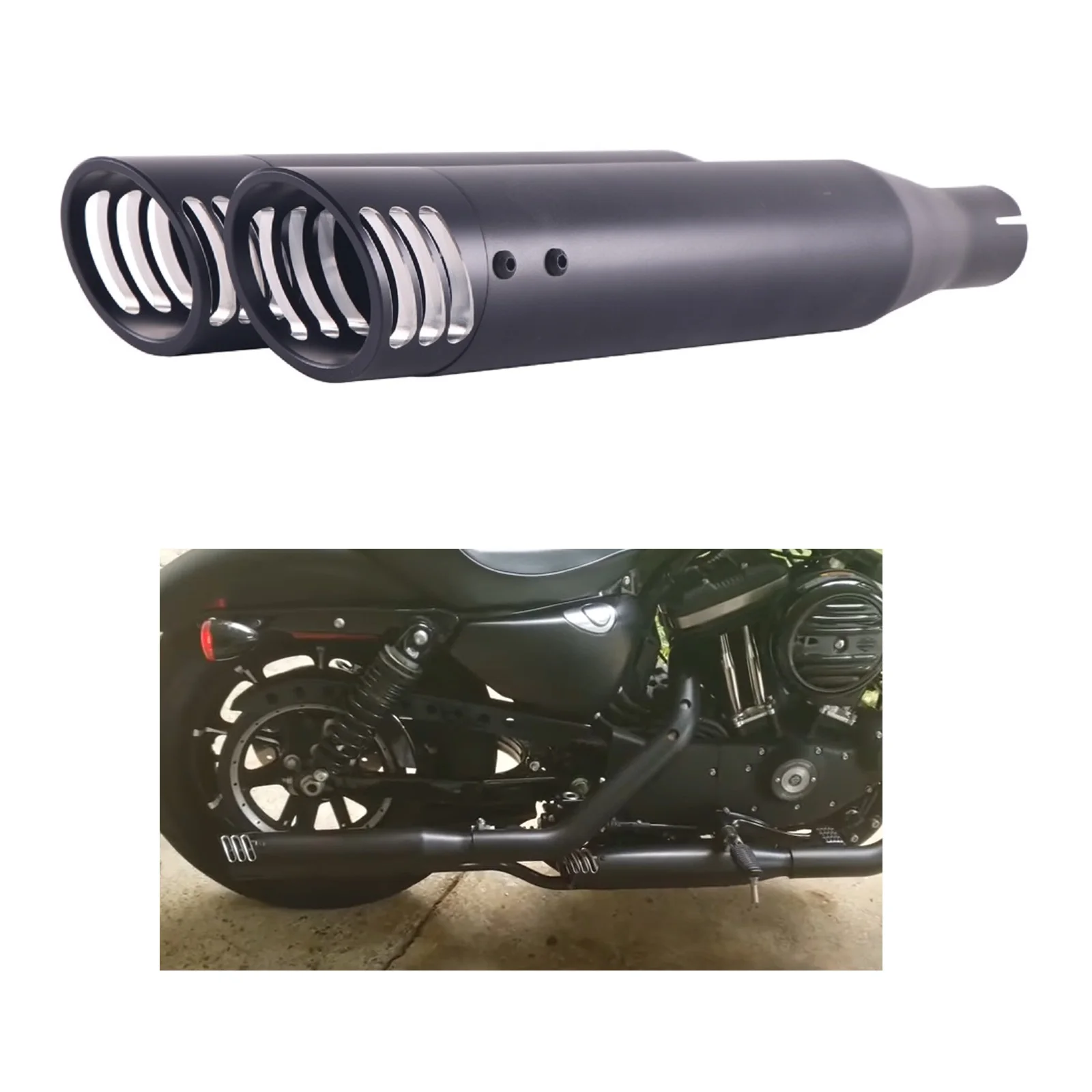 SHARKROAD Slip-on Mufflers for Harley Sportster Exhaust System Upgrade,Black for 2014-Up Sportster Models,Great Performance