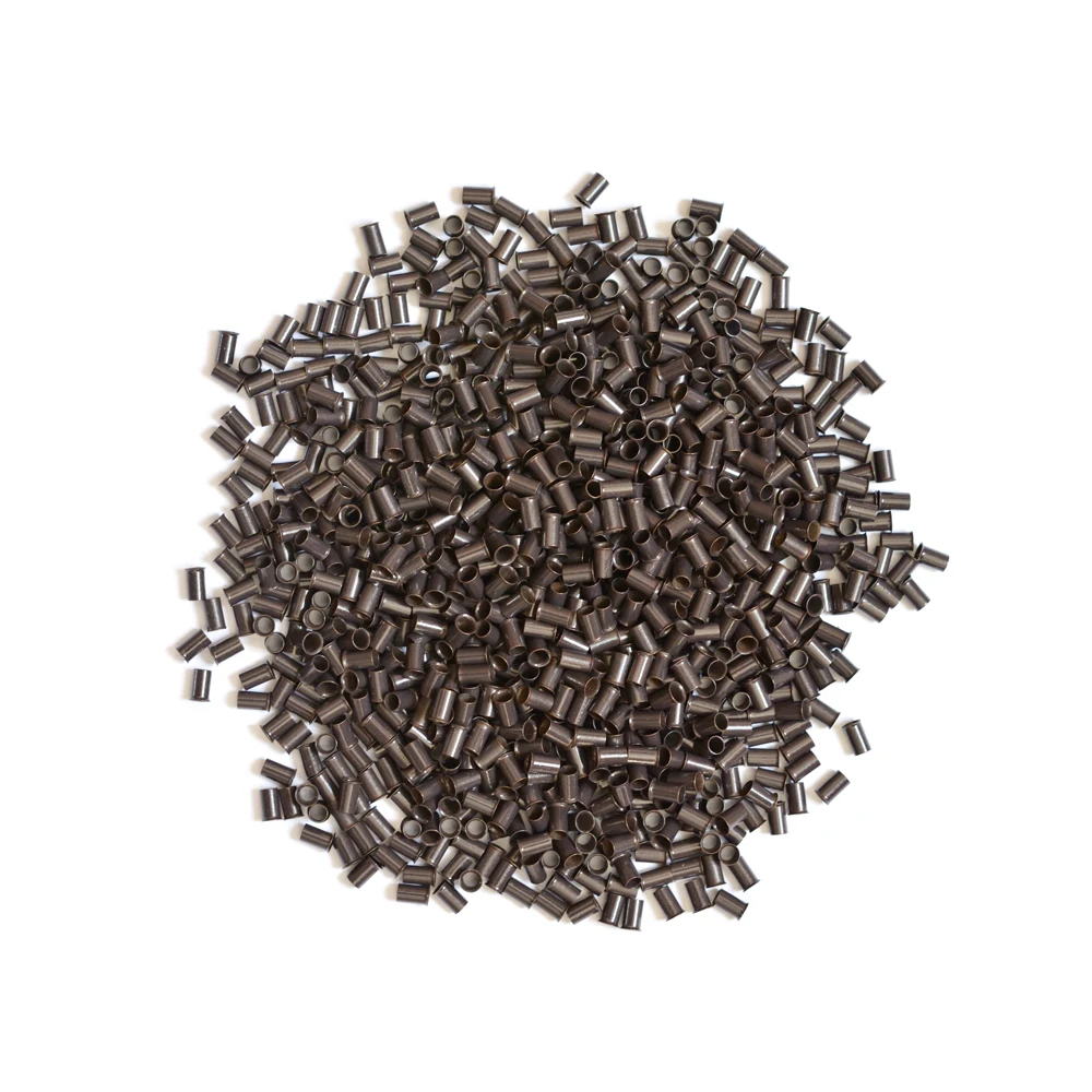 1000 Pcs Hair Extensions 3.4mm Tubes Black /Dark Brown Copper Hair Ring Beads Euro Lock Flared Micro Beads Rings view 5
