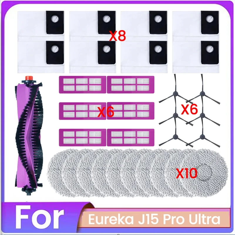 

X11A 31PCS Foreureka J15 Pro Ultra Replacement Parts Brush Hepa Filter Mop Cloth Dust Bag Parts