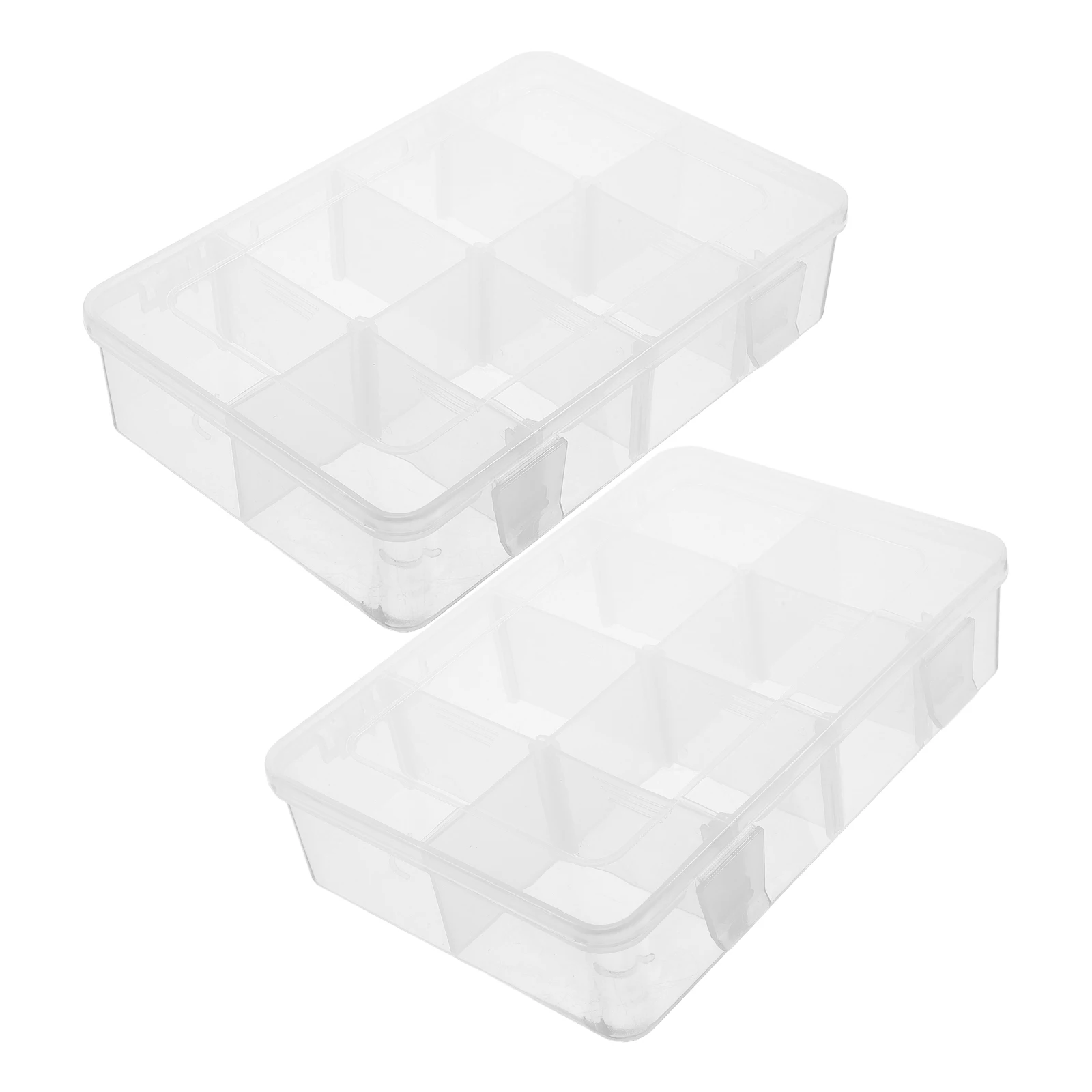 

2pcs Multi Compartment Storage Box Clear Plastic Grid Organizer Bead Case Small Parts Jewelry Container Candy Snack Storage