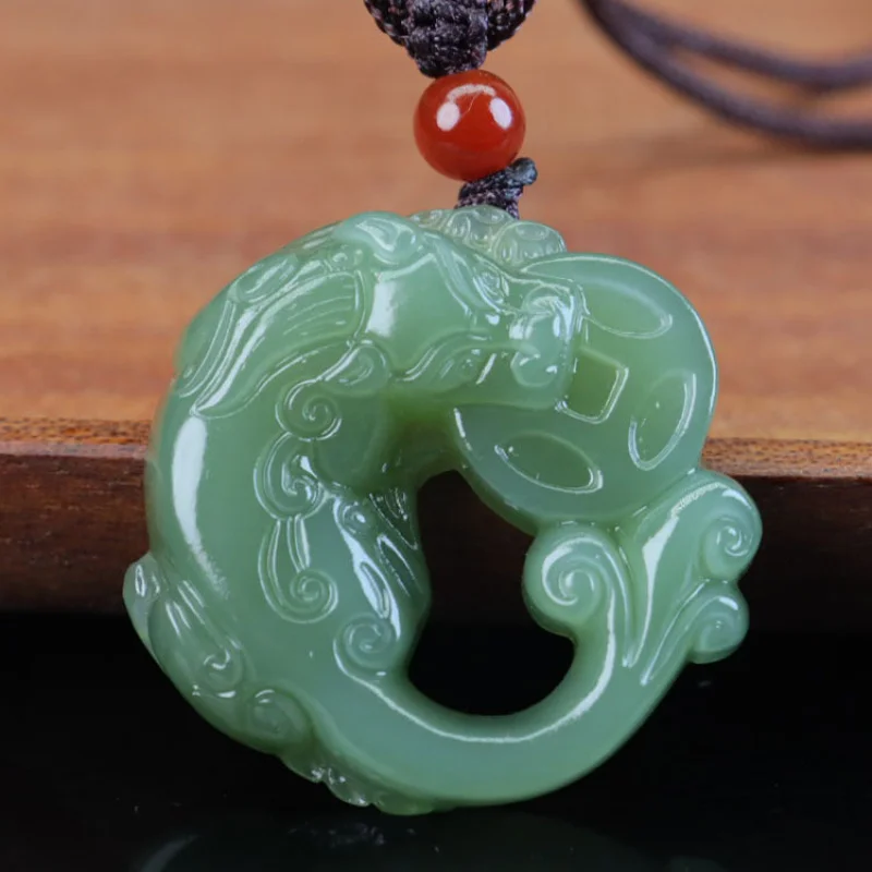 Hetian Jade Qingyu Overlord Pendant Men And Women, Wealth-Attracting Pixiu Chain