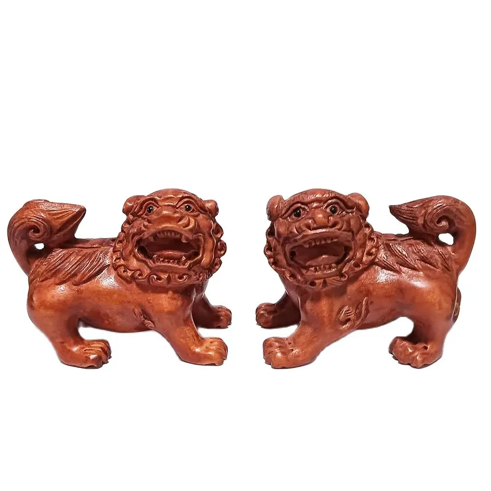 

RS285, 2" Hand Carved Japanese Boxwood Netsuke, Foo Dog Lion Kylin, Mascot Sculpture, Small Ornaments