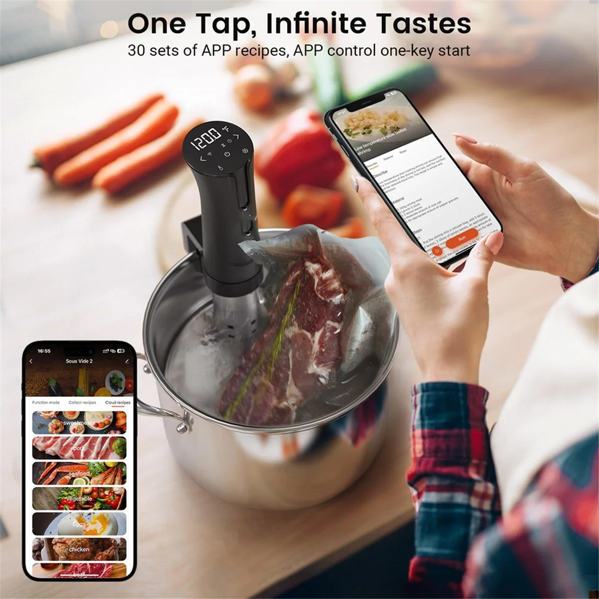 

A04I Sous Vide Machine, WiFi APP Included, 1100W Sous Vide Cooker with Accurate Temperature & Timer,Kitchen Gadgets AU Plug