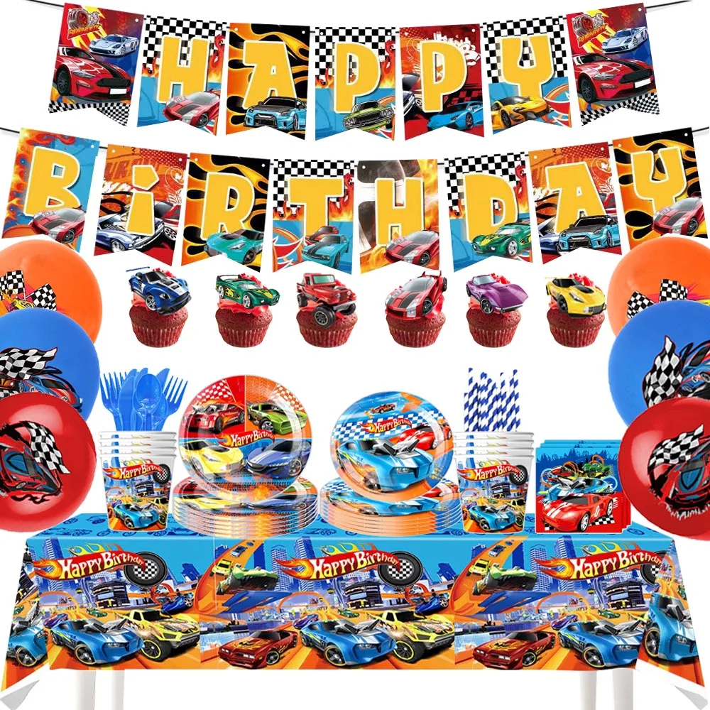 Hot Wheels Wheel Car Birthday Party Decoration Balloon Disposable Tableware Children's Supplies Boys' Party Supplies Toy