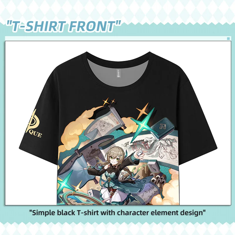 Anime Honkai: Star Rail Cosplay Short-sleeved T-shirt Qingque Men Women T-shirts