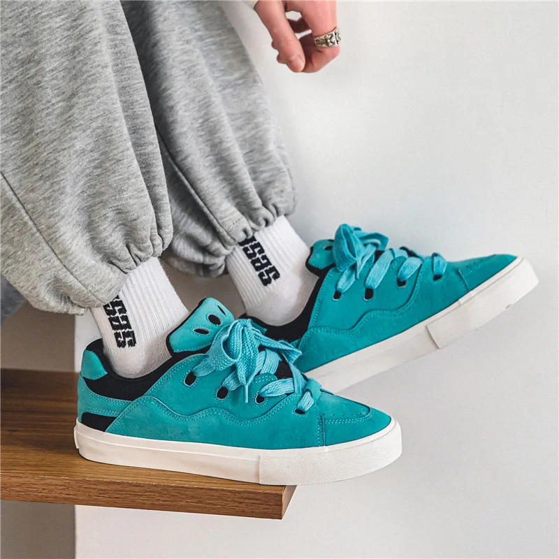 Sapatos de skate azul para homens e mulheres, tênis baixos clássicos de skate, sapatos leves e confortáveis para treinamento, tamanho 44, primavera,