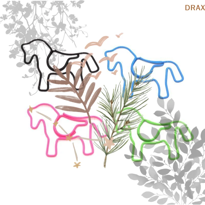 20pcs Color Pony Horse Paper Clip Creative: Stationery Office School Binding Special-shaped Animal Papeclips