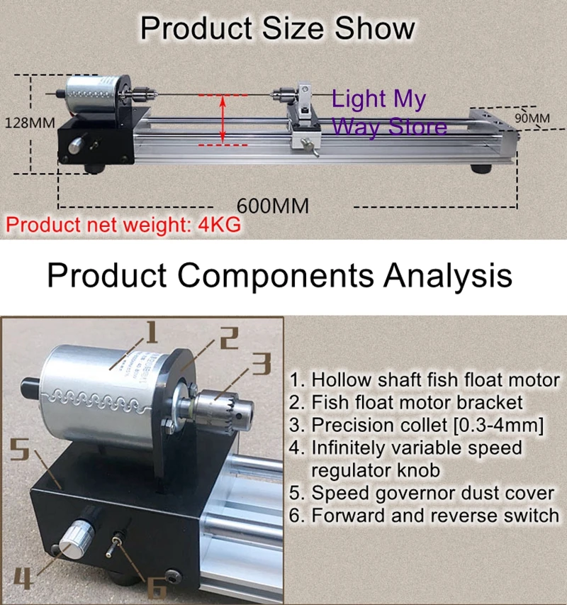 

Upgrade DIY multi-functional mini-simple drilling painting polishing rail punching positive and reverse fish drift lathe