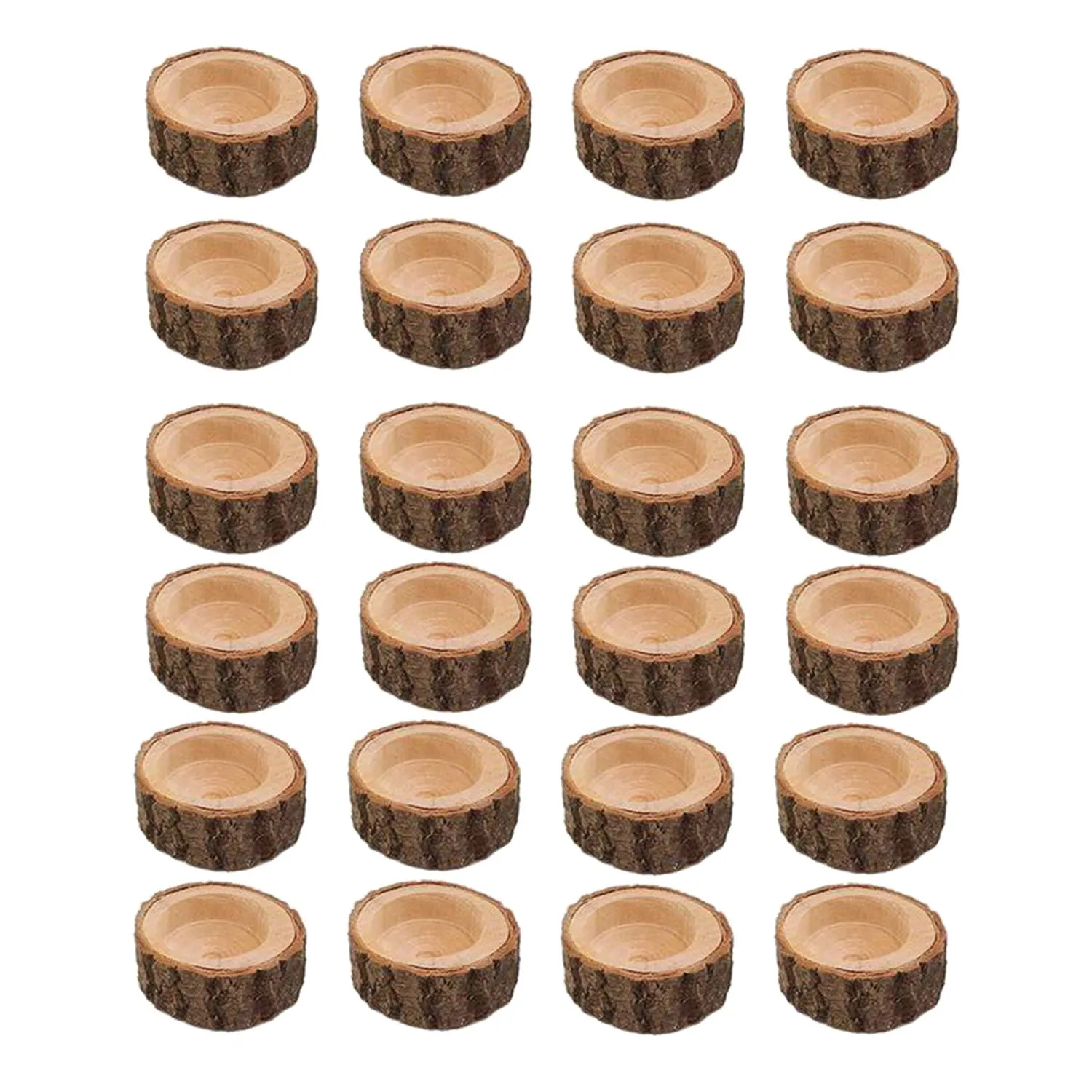 24Pcs Wooden Candle Holder,Votive Tealight Holder for Wedding Party for Table,Birthday Christmas Party Home Decor