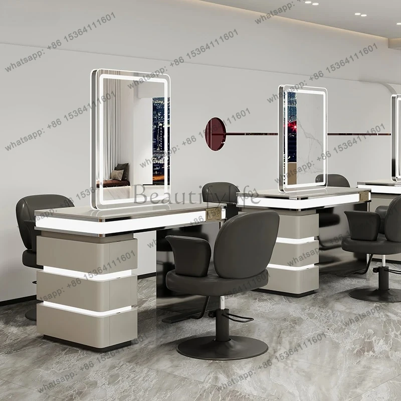 Internet Celebrity Hair Salon Mirror Table Double-Sided  Salon Special Haircut Mirror Simple Hair Salon Perm and Dye Table