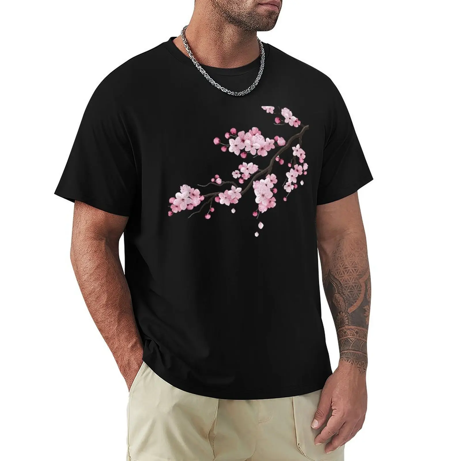 

Japanese Sakura Graphic Vintage Cherry Blossom Sakura Tree T-Shirt Casual Pattern Print Tee Shirt