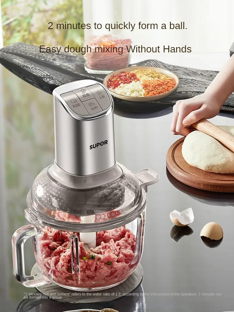 220V 2.5L 2 in 1 Electric Dough Mixer Home Automatic Glass Meat Grinder Multifunctional Food Processor Blending