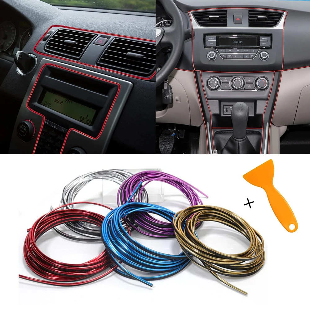 3M/5M Car Dashboard Insert Trim Interior Gap Filler Door DIY Decorative Moulding Line Flexible Strip