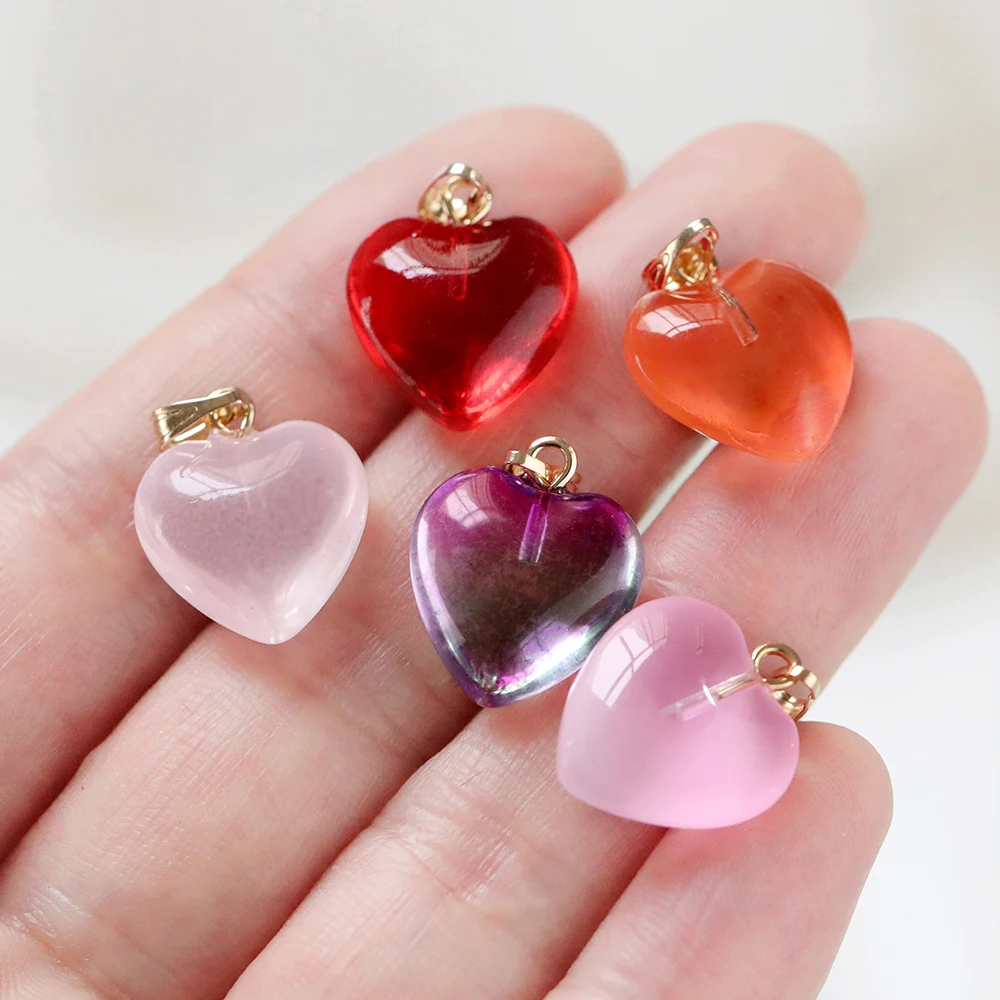 10pcs/Lot 19x16mm Heart Shape Czech Lampwork Beads Glass Beads Charms Pendant for Jewelry Making DIY Bracelets Necklace