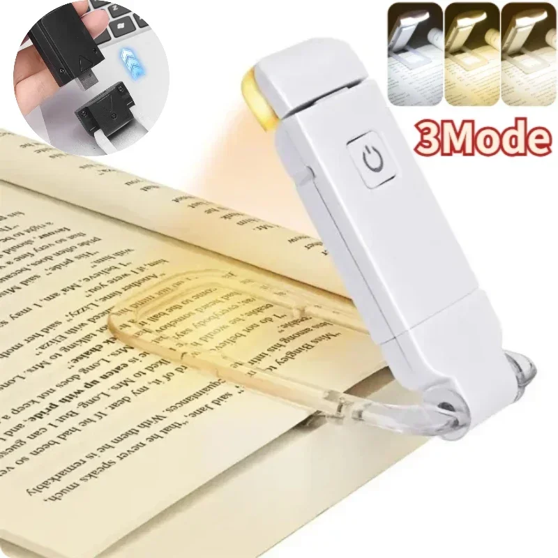 

Mini LED Clip Book Light USB Rechargeable Book Reading Light Brightness Adjustable Eye Protection Portable Bookmark Read Light