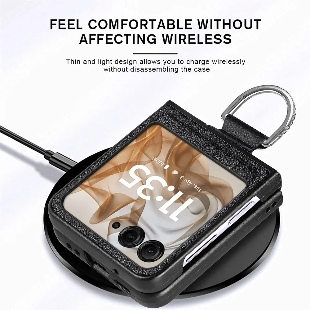 Motorola Razr 50 Ultra Mooto Razr40 전화 케이스 (링 열매 패턴 포함) PU 가죽 Razr50Ultra 접이식 스크린 뒷면 커버