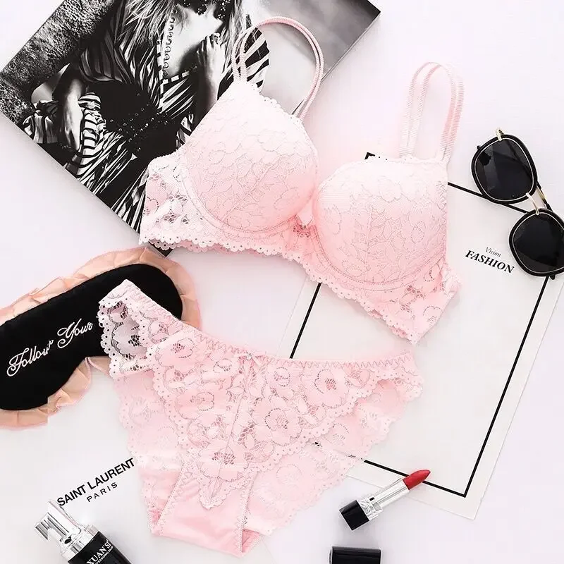 

Women Lace Bras Set Low Waist Panties Underwire Top Big Size Bra Sexy Lingerie Set Female Comfortable Girls Underwear Sets Top