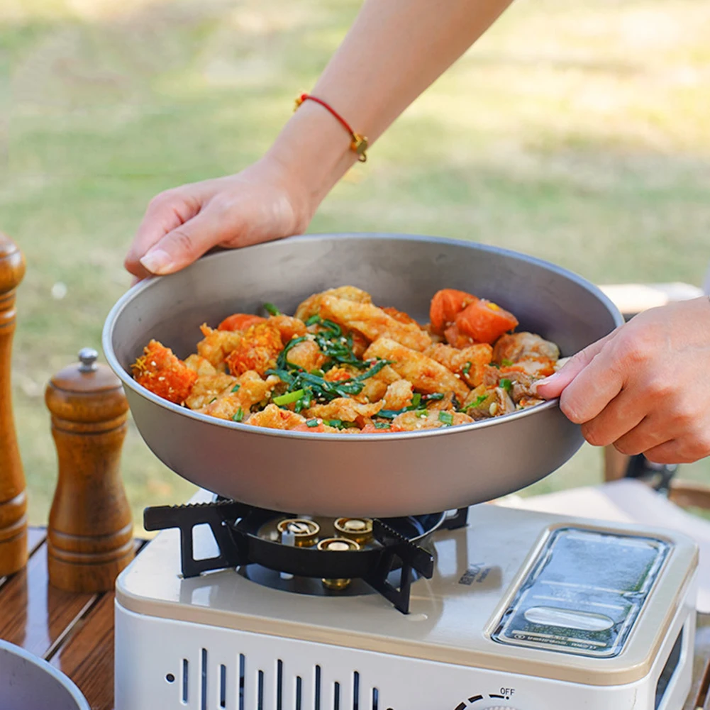 

Large Titanium Outdoor Camping Pot Deep Pan Bowl - Lightweight and Portable Non-Reactive Cooking Dish for Camping, Picnics