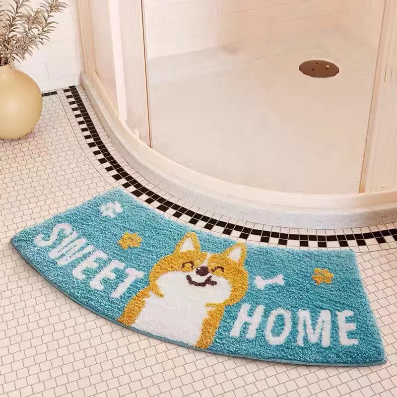 

Bathroom Anti-slip Mat Toilet Curved Fan-shaped Absorbent Floor Mat Shower Bath Room Anti-fall Foot Mat Sector Floor Carpet Home