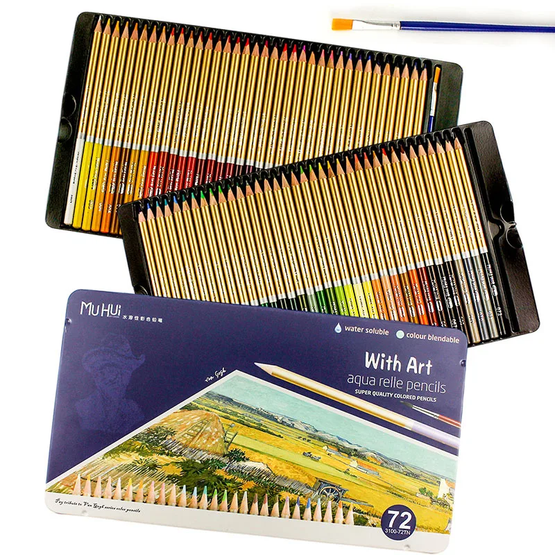 Lápices de colores a base de aceite de alta calidad, 72 colores, núcleo suave de arte en caja de hierro, lápices de dibujo para artistas, bocetos, suministro de pintura