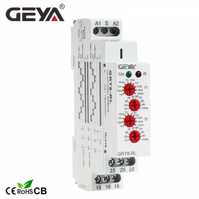 GEYA GRT8-RL 16A Right-Left Inverser Time Relay Alternate Cycle Relay 2NO2NC AC 230V or AC/DC12-240V