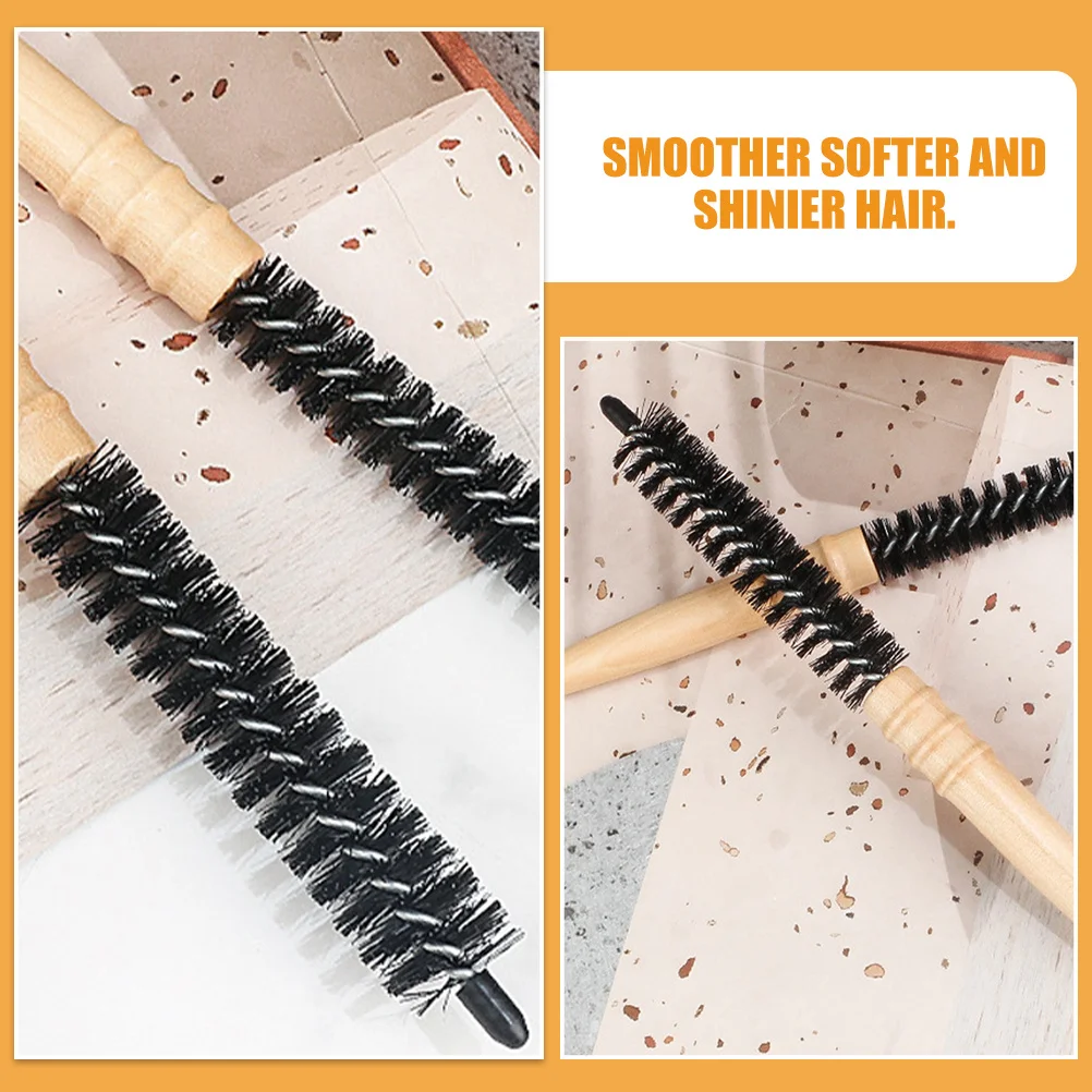 

Набор из 2 круглых деревянных щеток для сушки волос, антистатическая расческа-валик для распутывания густых вьющихся волос, портативная расческа для укладки