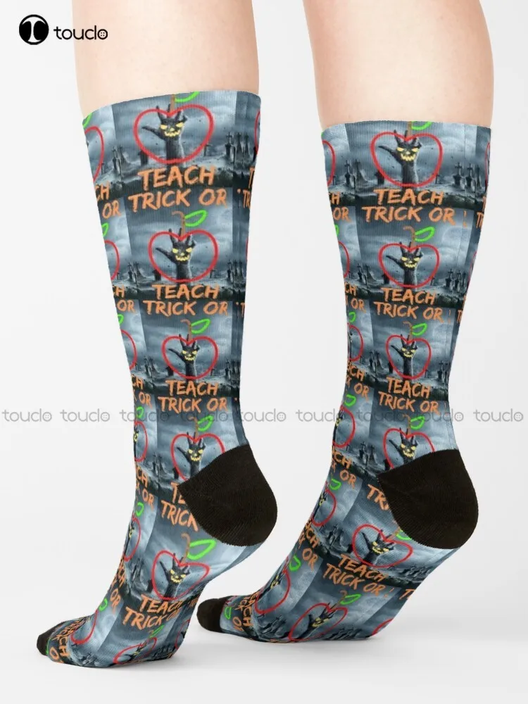 Trick Or Teach Cute Halloween Teacher   Socks Cozy Socks Unisex Adult Teen Youth Socks 360° Digital Print Gd Hip Hop Gift Retro