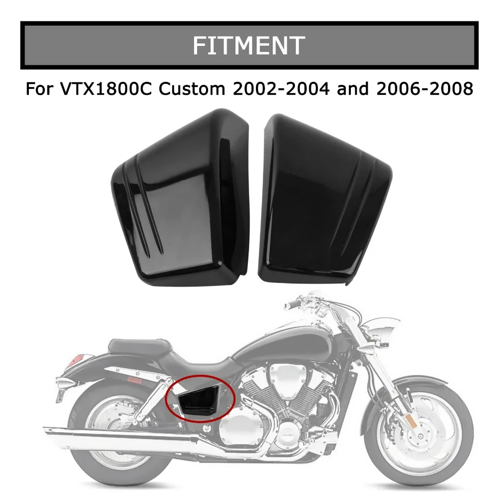 Motorcycle Left & Right Battery Side Covers Fairing Black For Honda VTX1800C Custom 2002-2004 and 2006-2008