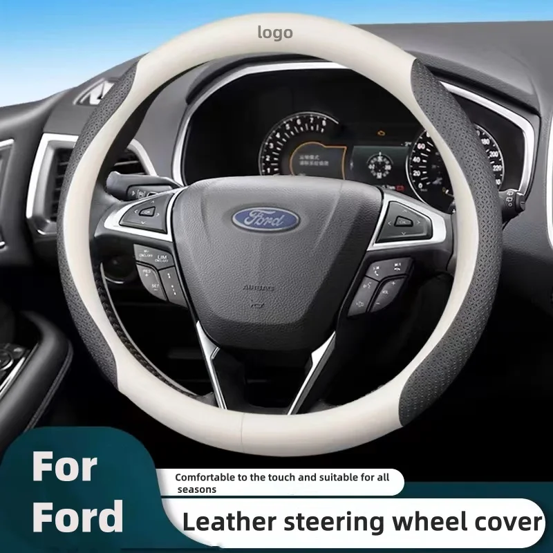 Car Leather Carbon Fiber Non-slip Steering Wheel Cover For Ford Focus Mk3 Mk2 Mk4 Modeo Mk5 Ranger Transit Edge Ecosport Fiesta