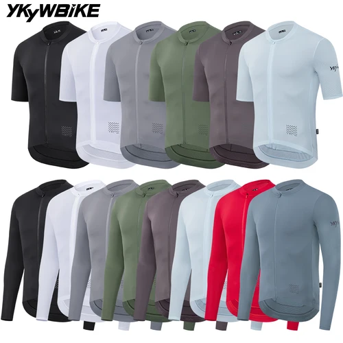 YKYWBIKE-Top de rendimiento para hombre, camiseta de ciclismo UPF 50+, camiseta transpirable de manga corta y larga para ciclismo con camiseta YKK MTB