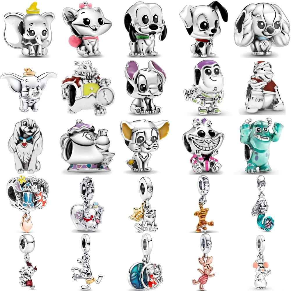 حار بيع 925 الفضة الكلب والقط والفيل حبة الماوس النمر قلادة مناسبة لسوار الأوروبي الأصلي DIY بها بنفسك مجوهرات رائعة