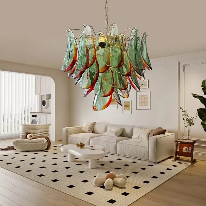 

Nordic Vintage Green Glass Ceiling Chandelier Lights Designer Classic Hanglamp Lustres Lampara for Living Room Decoration