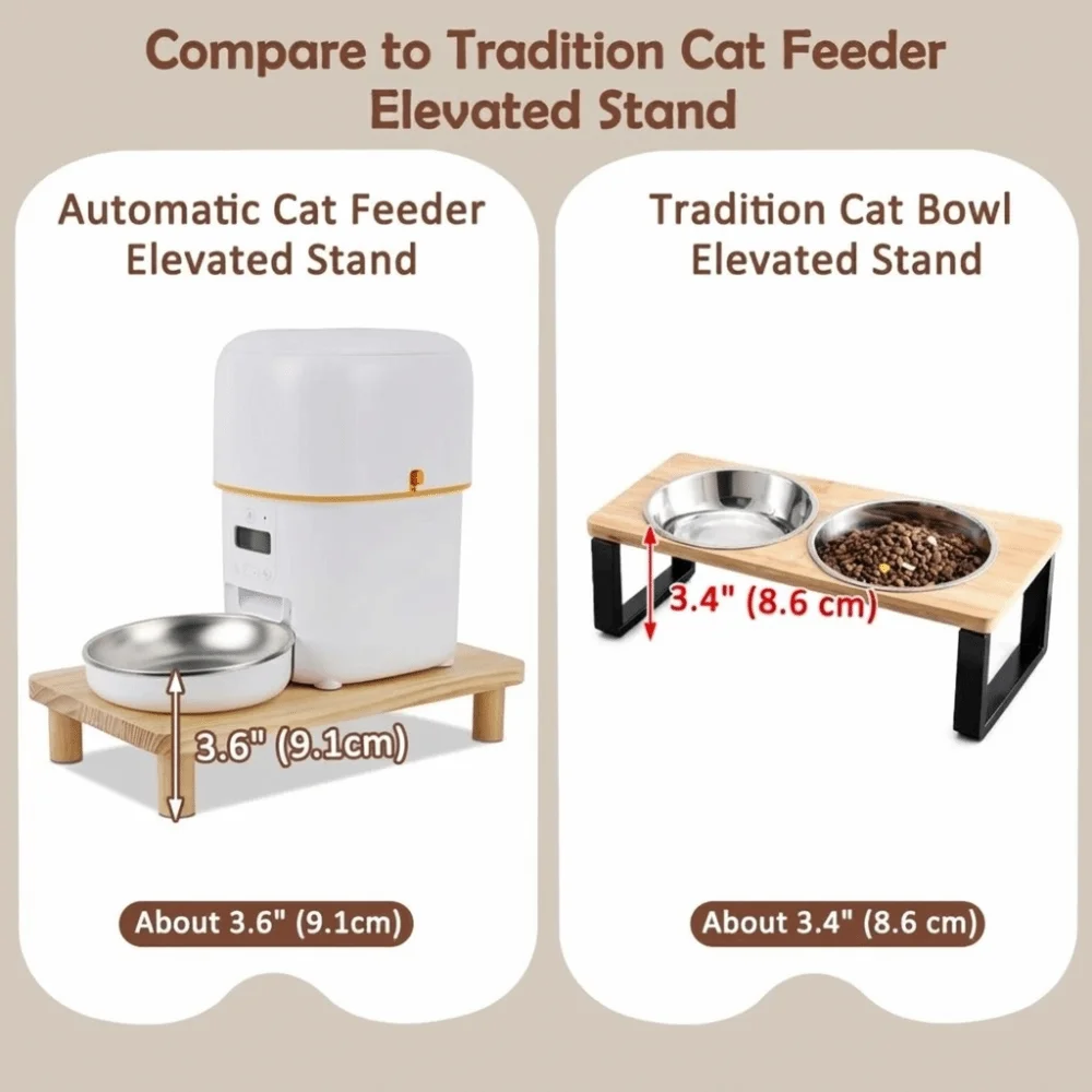 Wooden Raised Feeder Stand Detachable Non-slip Cat Food Dining Table Rack Stable Multi-functional Elevated Pet Feeder Home Use