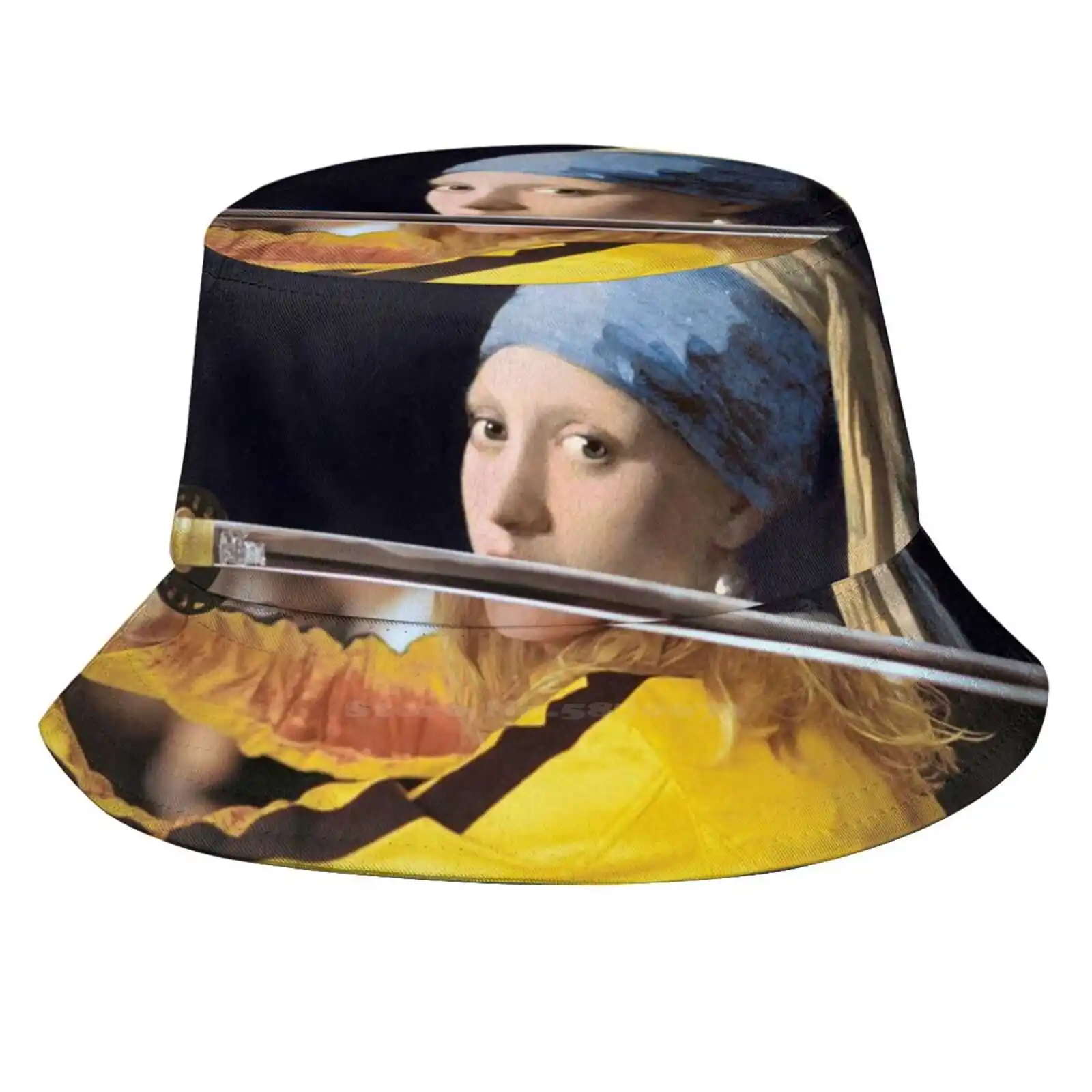 Girl With A Pearl Earring By Vermer And Beatrix Kiddo From Kill Bill Unisex Fashion Women Men Breathable Bucket Hats Kill Bill