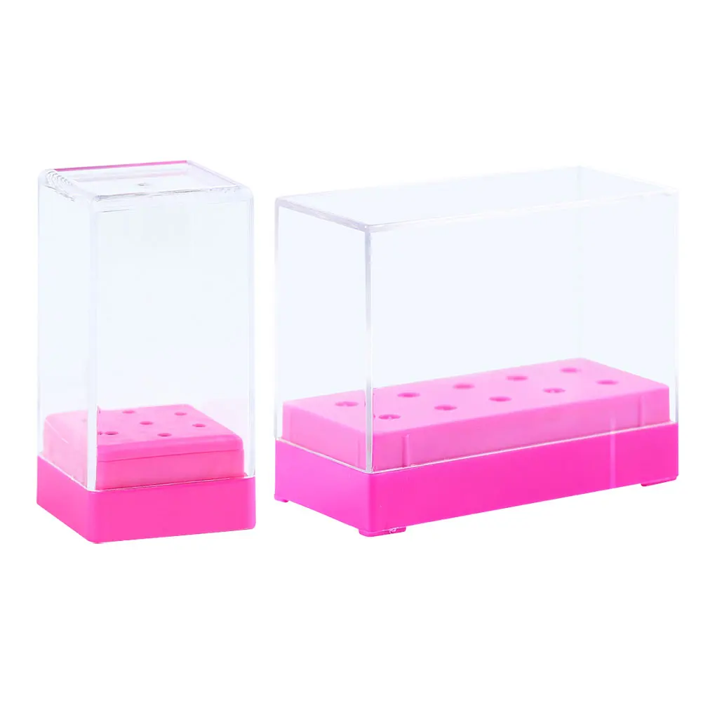 

2 pcs Nail Drill Bit Storage Box Dustproof Organizer for Manicure Professional Home Use Plastic Protective Container