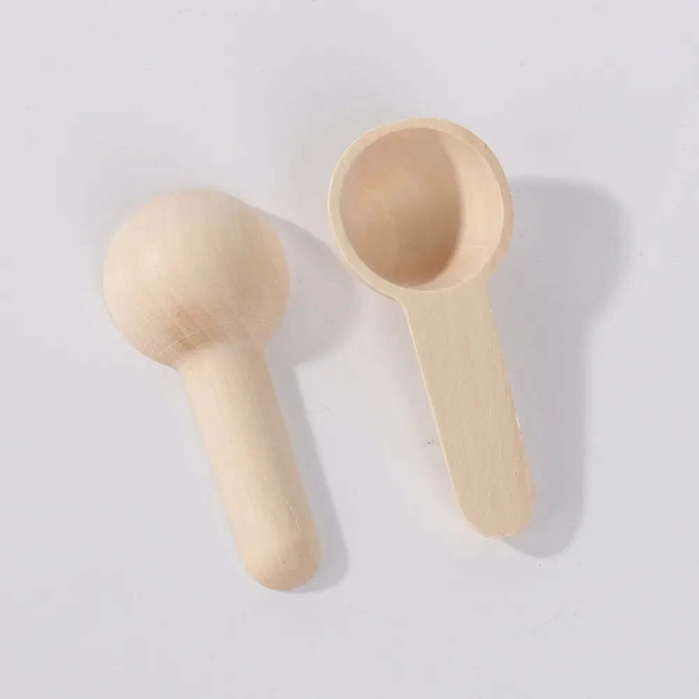 50Pcs Wooden Home Kitchen Cooking Spoons Tool Scooper Salt Seasoning Honey Coffee Mini Nature Spoons