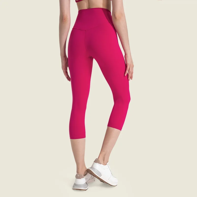 Solid Color Cropped Pants Tight Women Fitness Sport Pant High Waist Gym Yoga Legging Soft Workout Comprehensive Training Jogging