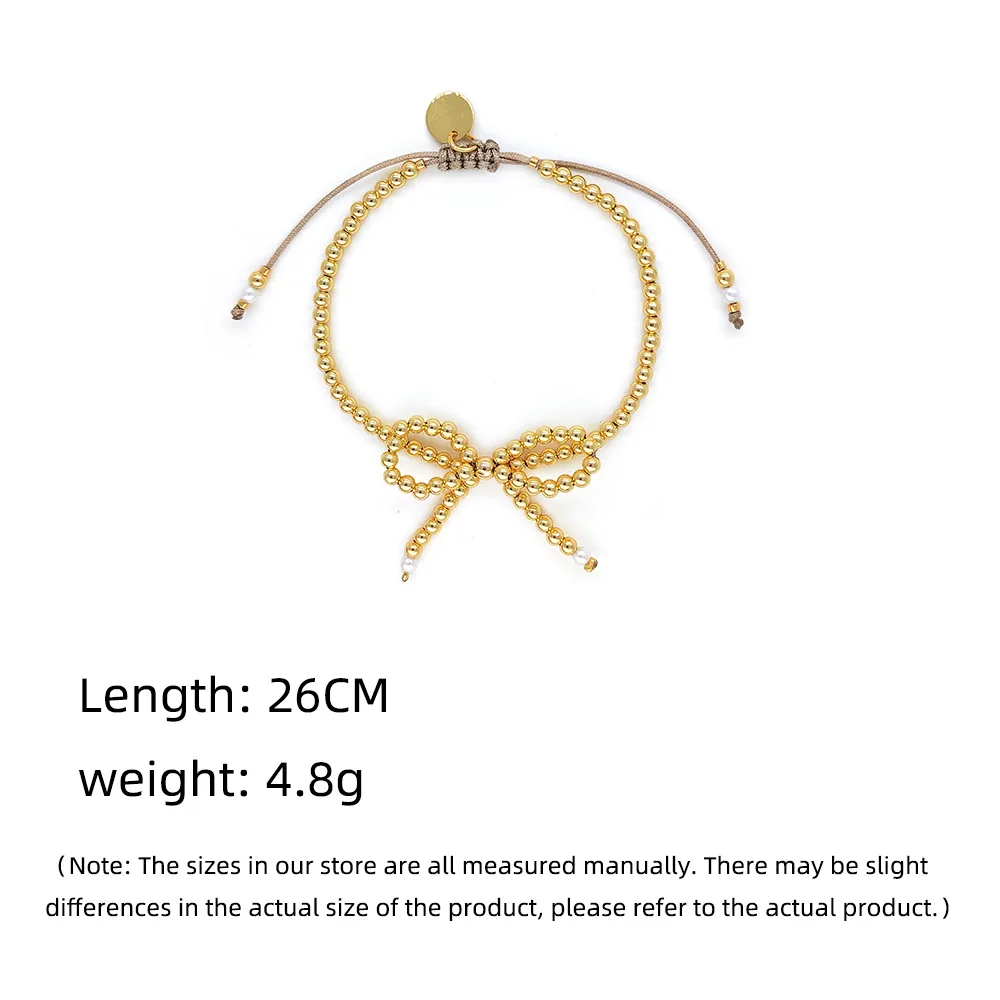 KKBEAD 18K Gold Plated Bow Knot Bracelet Waterproof Bow Ball Jewelry for Women Gift Pulseras Mujer