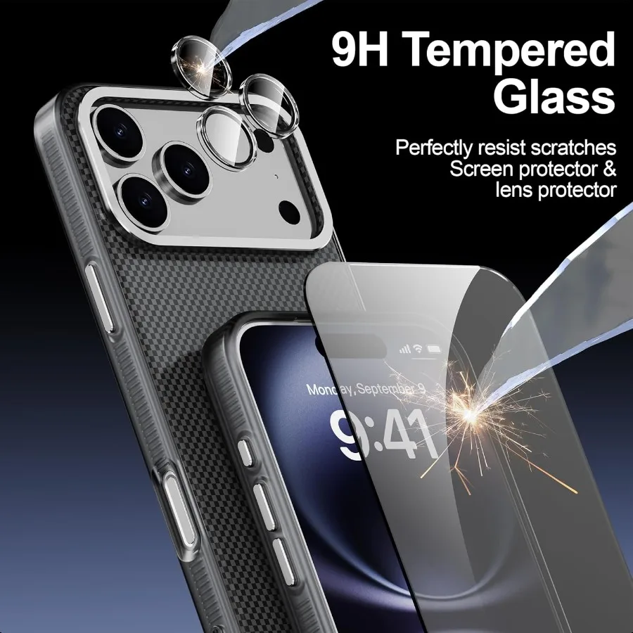 حافظة 3 في 1 لهاتف iPhone 17 مع واقيات شاشة الخصوصية وواقي عدسة الكاميرا الفردية [متوافق مع MagSafe] Hybird Magnet