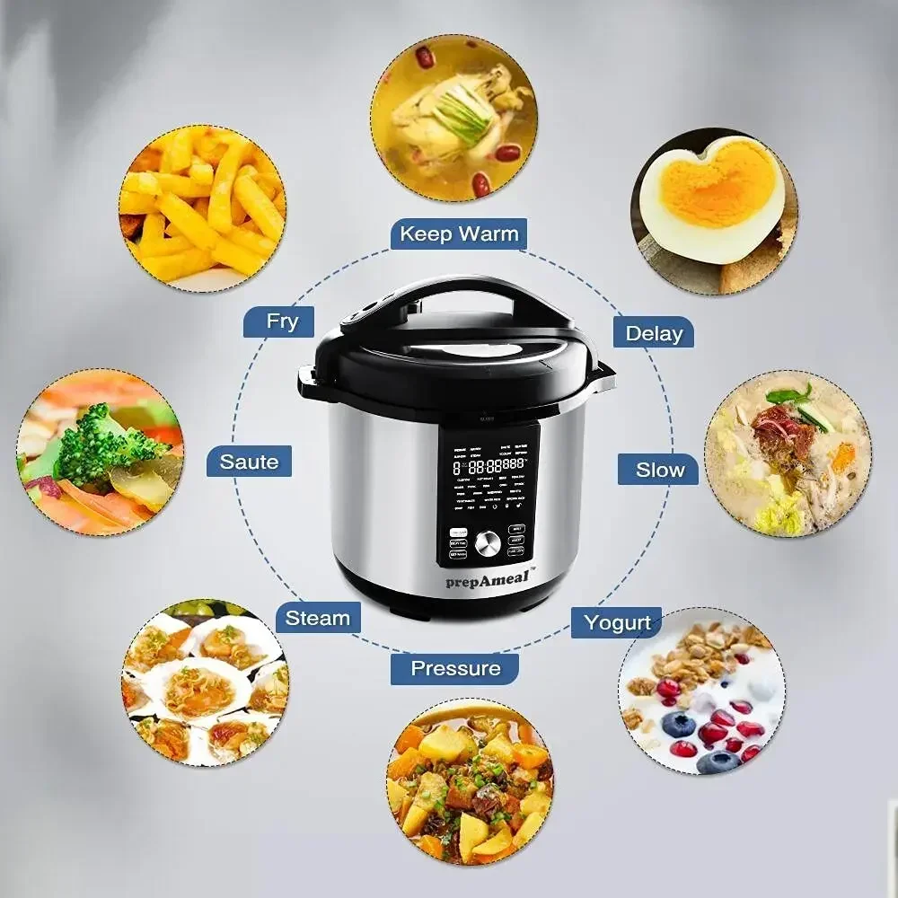 Pressure Cooker & Air Fryer Combo with Pressure Lid and Air-Fry Lid - 7-in-1 cooking Modes