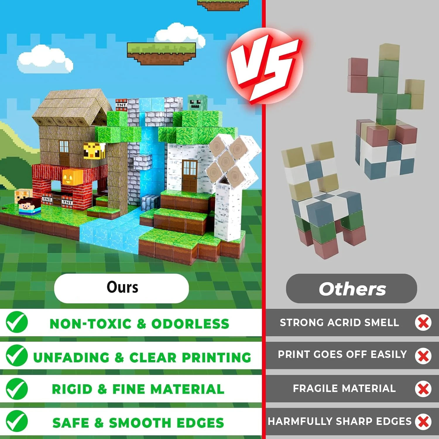 Blocos de construção magnéticos mina ímã mundo conjunto brinquedos stem montessori empilhamento cubos conjunto de construção presente natal