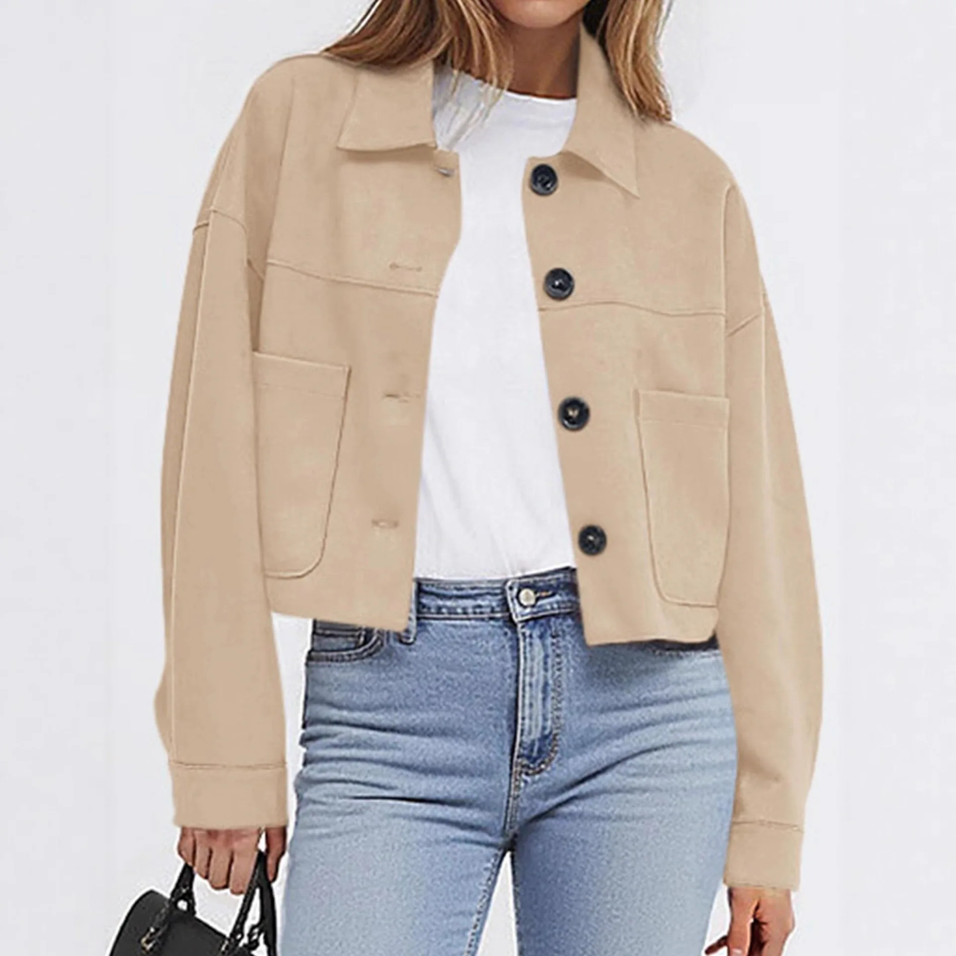 

2025 Women's New Fashion Trend High Quality Basic Versatile Casual Lightweight Comfortable Imitation Suede Short Women's Jacket