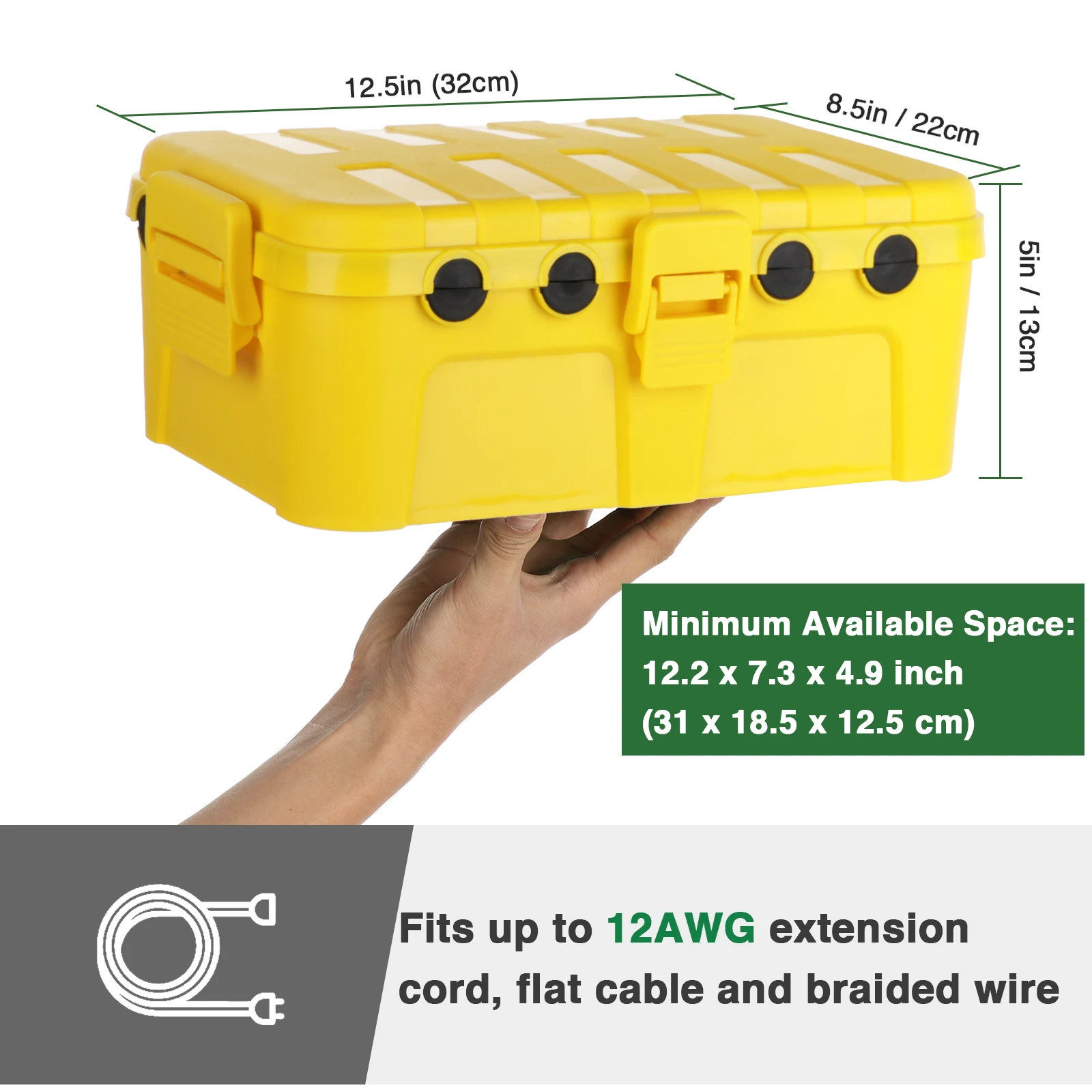 مجموعة غطاء الحبل 1 كبيرة 32x22x13 سنتيمتر 3 قطعة 18x5.7x5.7 سنتيمتر صغيرة مقاوم للماء تمديد الحبل يغطي مثالية لقضاء عطلة ضوء حديقة ديكور #3