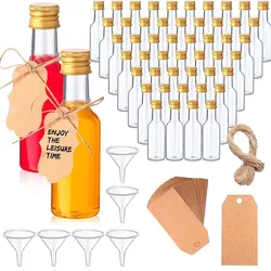 100PCS 50ml Mini Liquor Bottles Reusable Plastic Empty Alcohol Shot Bottle for Vodka Champagne Whiskey for Wedding Party