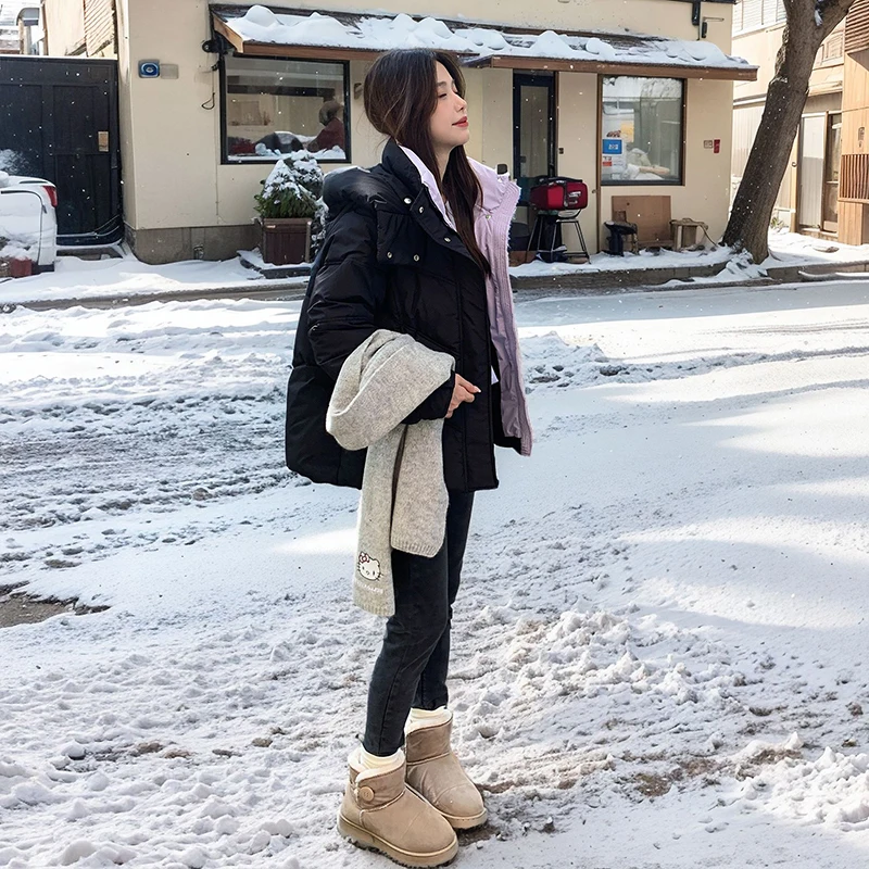 

Женское пуховое пальто с капюшоном, новые утепленные однотонные теплые куртки на молнии, осень-зима, повседневная офисная куртка на хлопковой подкладке, женское пальто