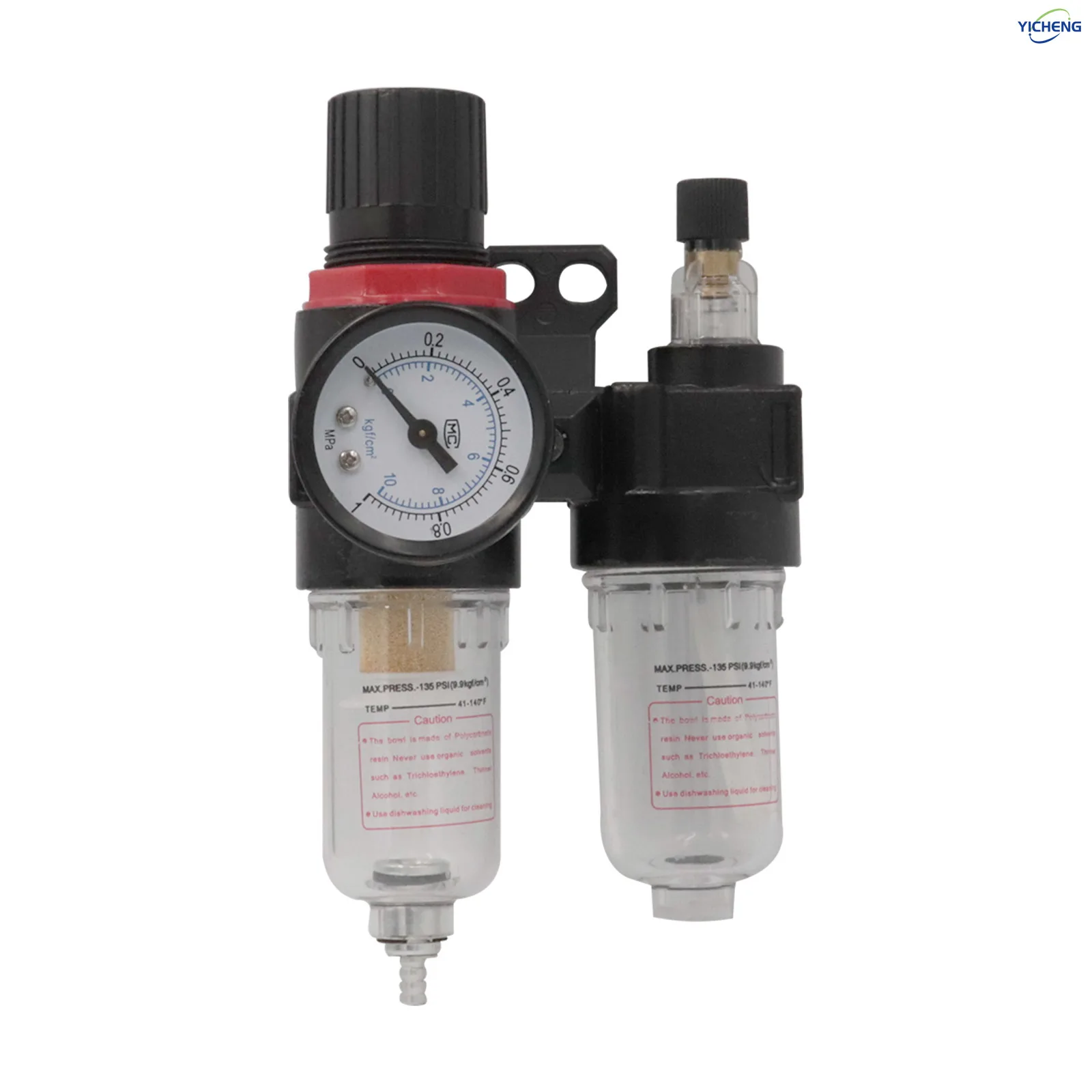 

YICHENG PNEUMATIC 1/4 Inch AFC2000 Air Filter Pressure Regulator Kit（0-145 Psi）Element Air,Compressor Filter Oil-Water Separator