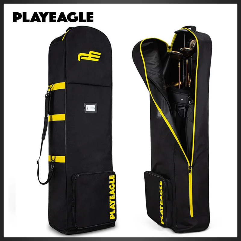 حقيبة سفر للجولف من PLAYEAGLE بطبقة واحدة من النايلون مع عجلات متعددة الألوان لفحص الخطوط الجوية