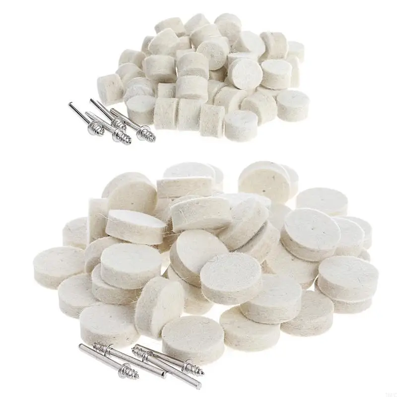 T8UC 50 pezzi da 13 mm in lana in feltro lucidatura della ruota lucidatura + 4pcs da 3,15 mm gambo